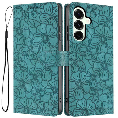 Cherry Blossoms Embossed Leather Phone Case, For Samsung Galaxy S25+ 5G, For Samsung Galaxy S25 Ultra 5G, For Samsung Galaxy S24 FE 5G, For Samsung Galaxy S24 Ultra 5G, For Samsung Galaxy S24+ 5G, For Samsung Galaxy S24 5G