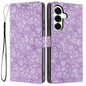 Cherry Blossoms Embossed Leather Phone Case, For Samsung Galaxy S25+ 5G, For Samsung Galaxy S25 Ultra 5G, For Samsung Galaxy S24 FE 5G, For Samsung Galaxy S24 Ultra 5G, For Samsung Galaxy S24+ 5G, For Samsung Galaxy S24 5G