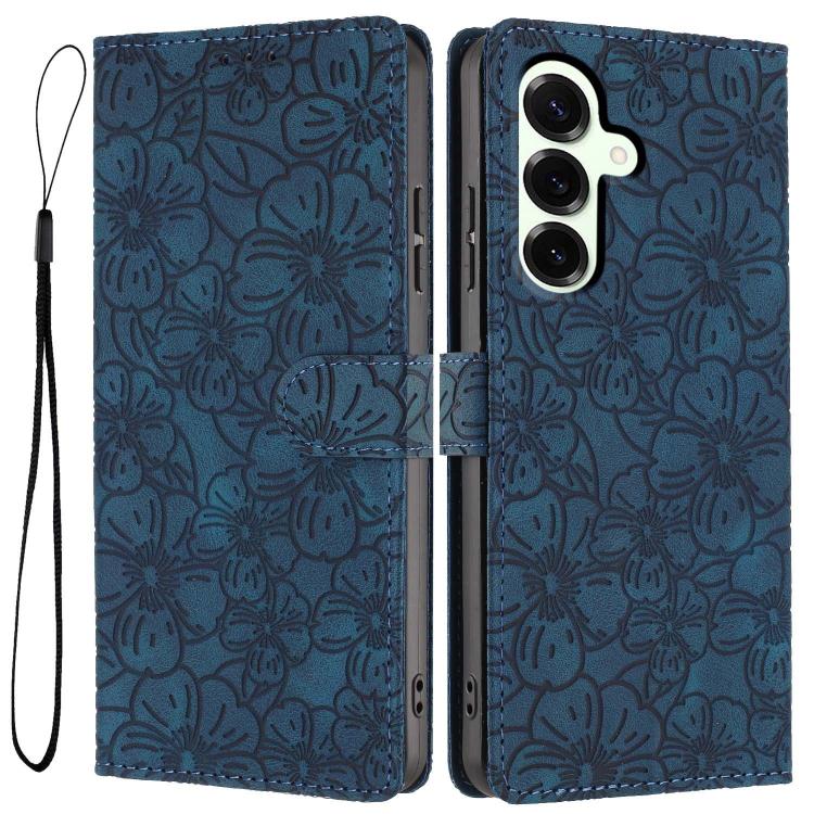 Cherry Blossoms Embossed Leather Phone Case, For Samsung Galaxy S25+ 5G, For Samsung Galaxy S25 Ultra 5G, For Samsung Galaxy S24 FE 5G, For Samsung Galaxy S24 Ultra 5G, For Samsung Galaxy S24+ 5G, For Samsung Galaxy S24 5G