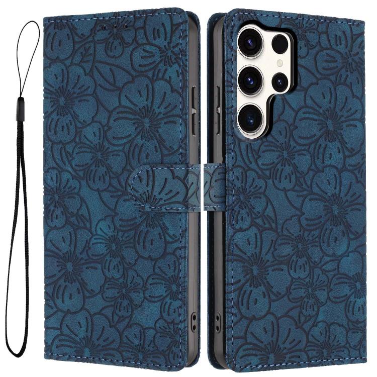 Cherry Blossoms Embossed Leather Phone Case, For Samsung Galaxy S25+ 5G, For Samsung Galaxy S25 Ultra 5G, For Samsung Galaxy S24 FE 5G, For Samsung Galaxy S24 Ultra 5G, For Samsung Galaxy S24+ 5G, For Samsung Galaxy S24 5G