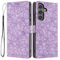 Cherry Blossoms Embossed Leather Phone Case, For Samsung Galaxy S25+ 5G, For Samsung Galaxy S25 Ultra 5G, For Samsung Galaxy S24 FE 5G, For Samsung Galaxy S24 Ultra 5G, For Samsung Galaxy S24+ 5G, For Samsung Galaxy S24 5G