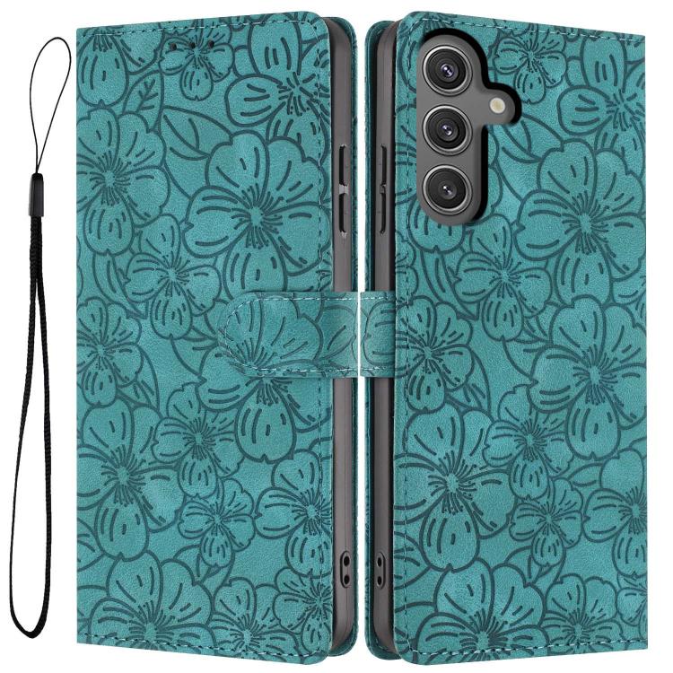 Cherry Blossoms Embossed Leather Phone Case, For Samsung Galaxy S23 FE 5G, For Samsung Galaxy S23 Ultra 5G, For Samsung Galaxy S23+ 5G, For Samsung Galaxy S23 5G