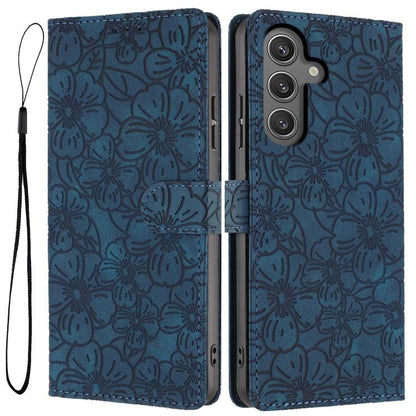 Cherry Blossoms Embossed Leather Phone Case, For Samsung Galaxy S23 FE 5G, For Samsung Galaxy S23 Ultra 5G, For Samsung Galaxy S23+ 5G, For Samsung Galaxy S23 5G