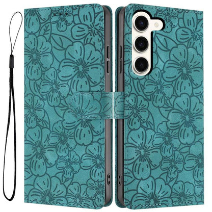 Cherry Blossoms Embossed Leather Phone Case, For Samsung Galaxy S23 FE 5G, For Samsung Galaxy S23 Ultra 5G, For Samsung Galaxy S23+ 5G, For Samsung Galaxy S23 5G