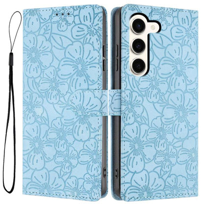 Cherry Blossoms Embossed Leather Phone Case, For Samsung Galaxy S23 FE 5G, For Samsung Galaxy S23 Ultra 5G, For Samsung Galaxy S23+ 5G, For Samsung Galaxy S23 5G