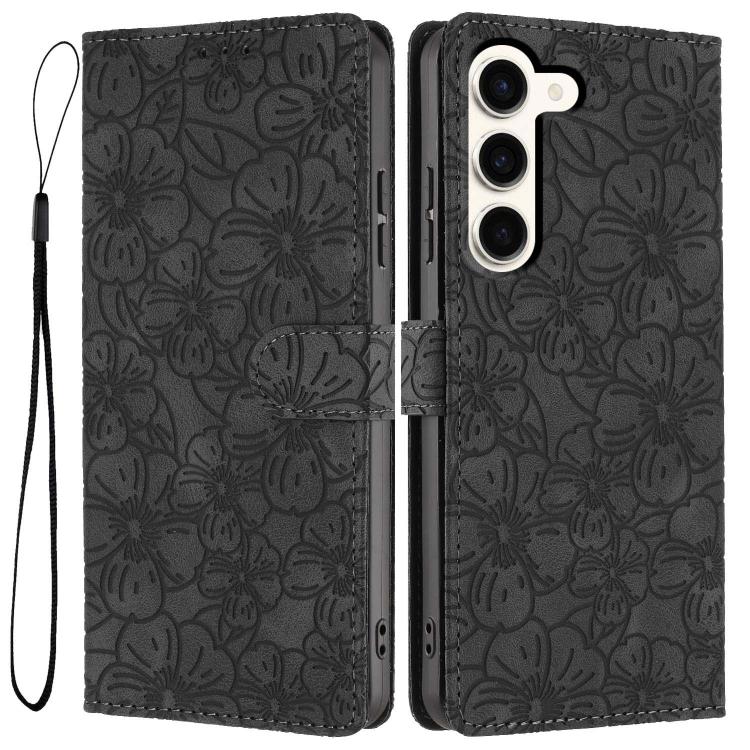 Cherry Blossoms Embossed Leather Phone Case, For Samsung Galaxy S23 FE 5G, For Samsung Galaxy S23 Ultra 5G, For Samsung Galaxy S23+ 5G, For Samsung Galaxy S23 5G