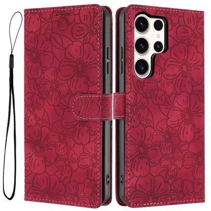 Cherry Blossoms Embossed Leather Phone Case, For Samsung Galaxy S23 FE 5G, For Samsung Galaxy S23 Ultra 5G, For Samsung Galaxy S23+ 5G, For Samsung Galaxy S23 5G