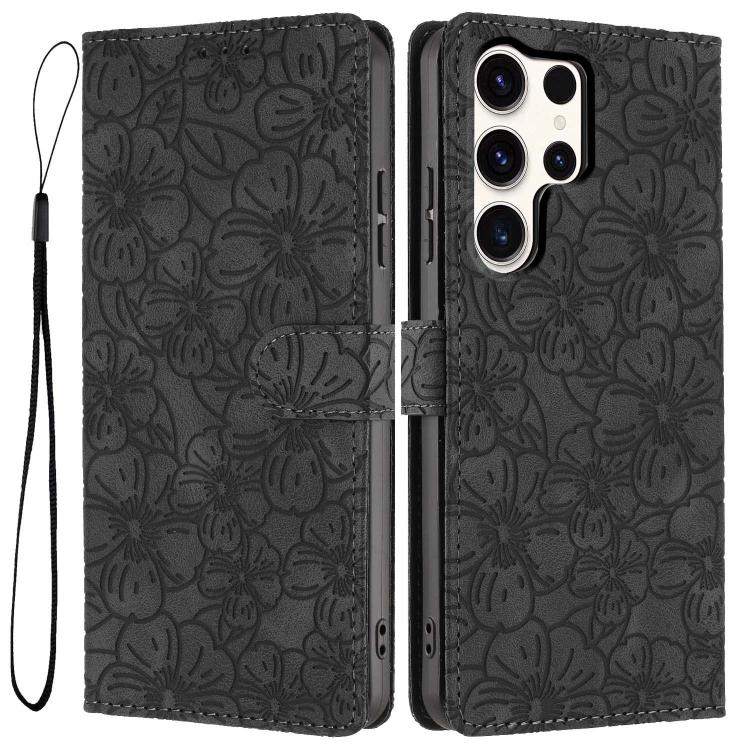 Cherry Blossoms Embossed Leather Phone Case, For Samsung Galaxy S23 FE 5G, For Samsung Galaxy S23 Ultra 5G, For Samsung Galaxy S23+ 5G, For Samsung Galaxy S23 5G