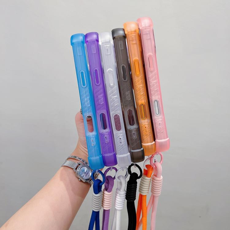 Transparent Matte TPU Hybrid PC 3-in-1 MagSafe Phone Case with Wrist Strap