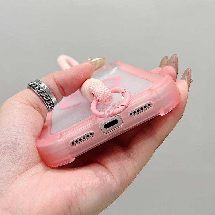 Transparent Matte TPU Hybrid PC 3-in-1 MagSafe Phone Case with Wrist Strap