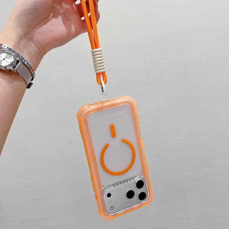 Transparent Matte TPU Hybrid PC 3-in-1 MagSafe Phone Case with Wrist Strap