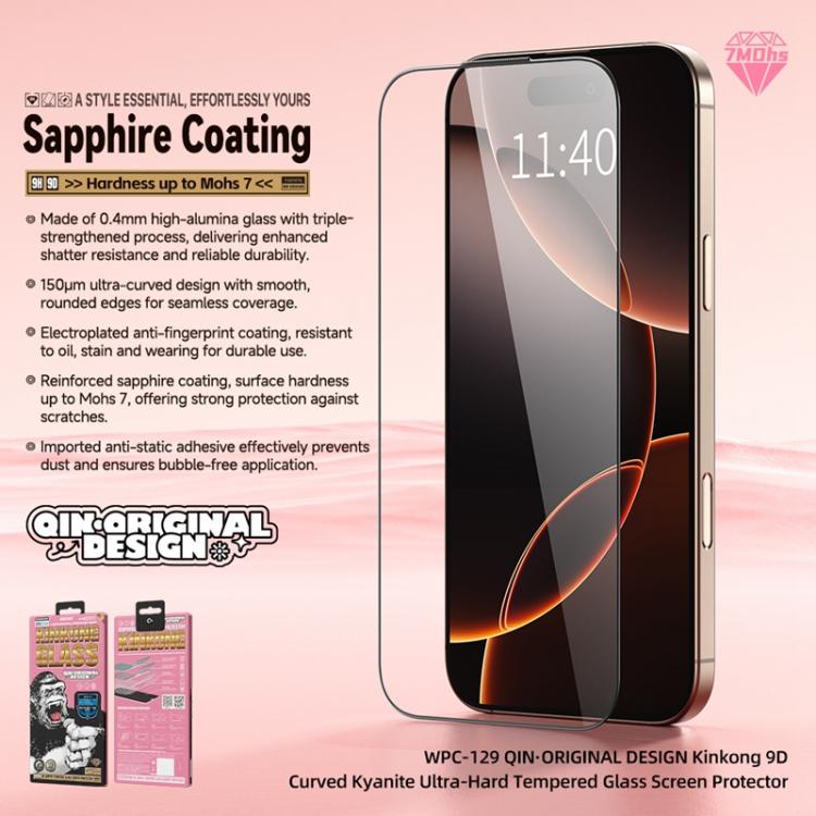 WK WTP-129 Qin-Original Design 9D Curved Kyanite Ultra-Hard Tempered Glass Film