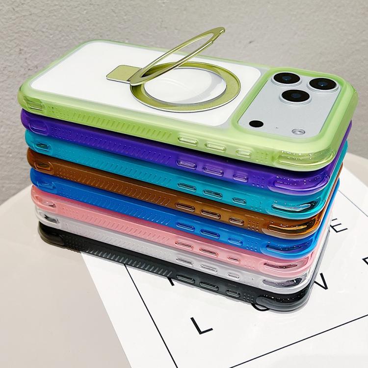 Translucent Edge Transparency Metal Holder MagSafe Phone Case