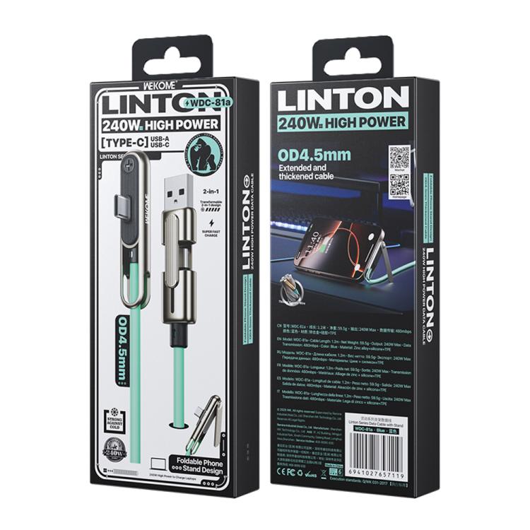 WK WDC-81a 240W 3 in 1 Linton Series Data Cable with Stand, Length: 1.2m