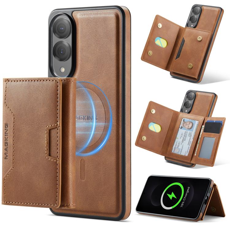 MAGKING K4 Series MagSafe RFID Tri-fold Card Bag Detachable Phone Case, For Samsung Galaxy S26+ 5G, For Samsung Galaxy S26 Ultra 5G, For Samsung Galaxy S26 5G, For Samsung Galaxy S25 FE 5G, For Samsung Galaxy S25 Edge 5G, For Samsung Galaxy S25 5G     ...