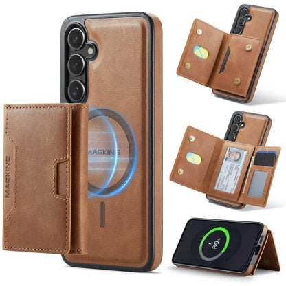 MAGKING K4 Series MagSafe RFID Tri-fold Card Bag Detachable Phone Case, For Samsung Galaxy S26+ 5G, For Samsung Galaxy S26 Ultra 5G, For Samsung Galaxy S26 5G, For Samsung Galaxy S25 FE 5G, For Samsung Galaxy S25 Edge 5G, For Samsung Galaxy S25 5G     ...