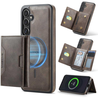 MAGKING K4 Series MagSafe RFID Tri-fold Card Bag Detachable Phone Case, For Samsung Galaxy S26+ 5G, For Samsung Galaxy S26 Ultra 5G, For Samsung Galaxy S26 5G, For Samsung Galaxy S25 FE 5G, For Samsung Galaxy S25 Edge 5G, For Samsung Galaxy S25 5G     ...