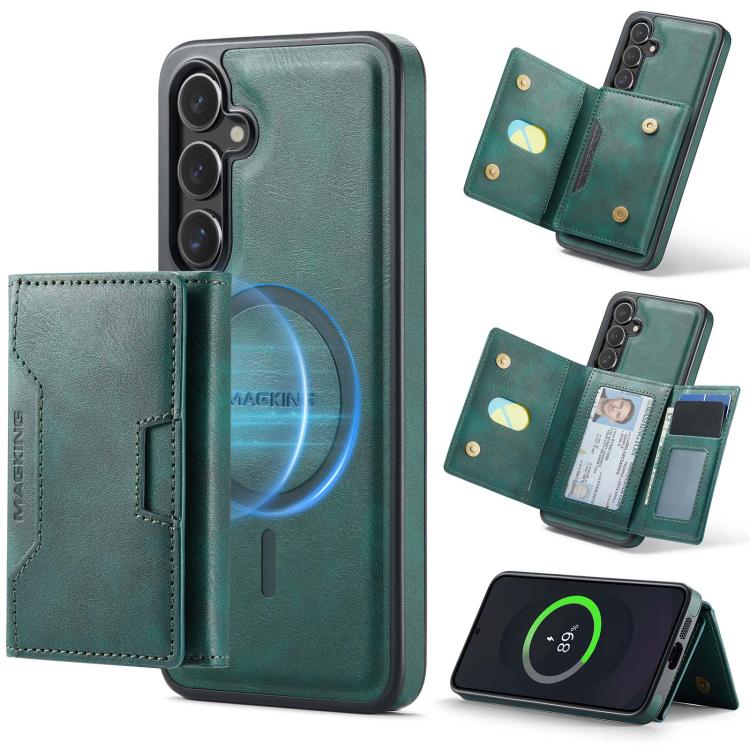 MAGKING K4 Series MagSafe RFID Tri-fold Card Bag Detachable Phone Case, For Samsung Galaxy S26+ 5G, For Samsung Galaxy S26 Ultra 5G, For Samsung Galaxy S26 5G, For Samsung Galaxy S25 FE 5G, For Samsung Galaxy S25 Edge 5G, For Samsung Galaxy S25 5G     ...