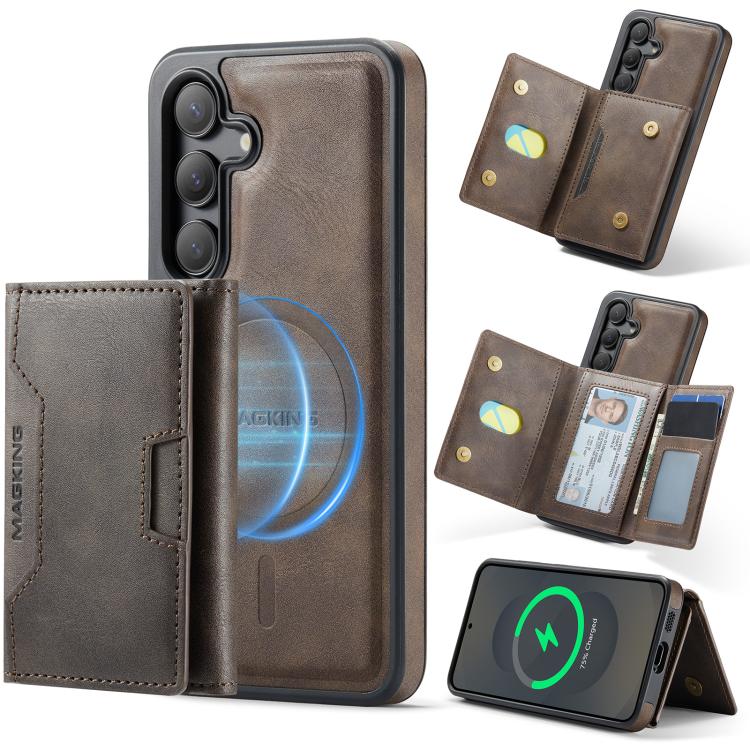 MAGKING K4 Series MagSafe RFID Tri-fold Card Bag Detachable Phone Case, For Samsung Galaxy S26+ 5G, For Samsung Galaxy S26 Ultra 5G, For Samsung Galaxy S26 5G, For Samsung Galaxy S25 FE 5G, For Samsung Galaxy S25 Edge 5G, For Samsung Galaxy S25 5G     ...