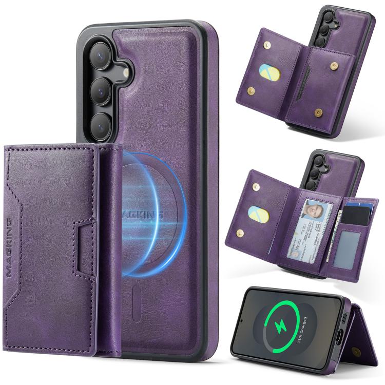 MAGKING K4 Series MagSafe RFID Tri-fold Card Bag Detachable Phone Case, For Samsung Galaxy S26+ 5G, For Samsung Galaxy S26 Ultra 5G, For Samsung Galaxy S26 5G, For Samsung Galaxy S25 FE 5G, For Samsung Galaxy S25 Edge 5G, For Samsung Galaxy S25 5G     ...