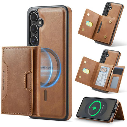 MAGKING K4 Series MagSafe RFID Tri-fold Card Bag Detachable Phone Case, For Samsung Galaxy S26+ 5G, For Samsung Galaxy S26 Ultra 5G, For Samsung Galaxy S26 5G, For Samsung Galaxy S25 FE 5G, For Samsung Galaxy S25 Edge 5G, For Samsung Galaxy S25 5G     ...