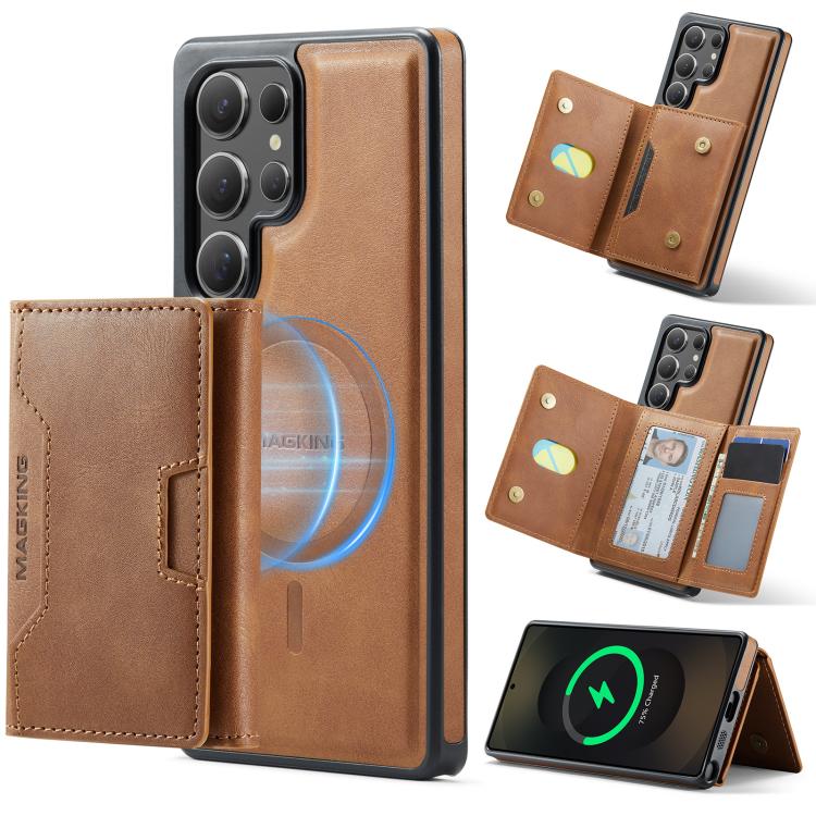 MAGKING K4 Series MagSafe RFID Tri-fold Card Bag Detachable Phone Case, For Samsung Galaxy S26+ 5G, For Samsung Galaxy S26 Ultra 5G, For Samsung Galaxy S26 5G, For Samsung Galaxy S25 FE 5G, For Samsung Galaxy S25 Edge 5G, For Samsung Galaxy S25 5G     ...