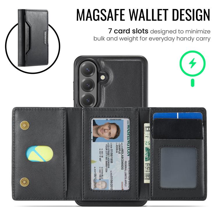 MAGKING K4 Series MagSafe RFID Tri-fold Card Bag Detachable Phone Case, For Samsung Galaxy S26+ 5G, For Samsung Galaxy S26 Ultra 5G, For Samsung Galaxy S26 5G, For Samsung Galaxy S25 FE 5G, For Samsung Galaxy S25 Edge 5G, For Samsung Galaxy S25 5G     ...