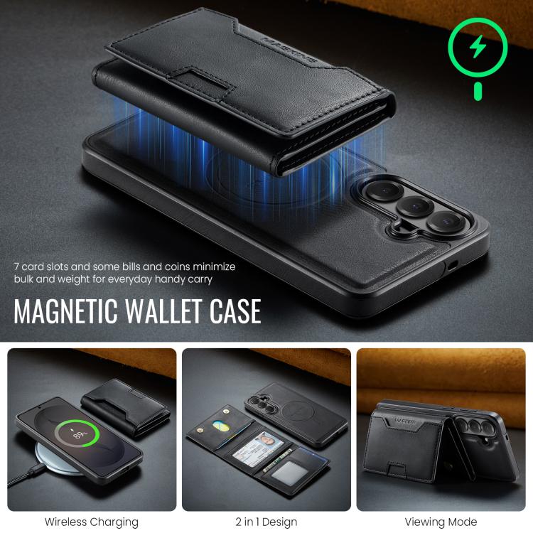 MAGKING K4 Series MagSafe RFID Tri-fold Card Bag Detachable Phone Case, For Samsung Galaxy S26+ 5G, For Samsung Galaxy S26 Ultra 5G, For Samsung Galaxy S26 5G, For Samsung Galaxy S25 FE 5G, For Samsung Galaxy S25 Edge 5G, For Samsung Galaxy S25 5G     ...