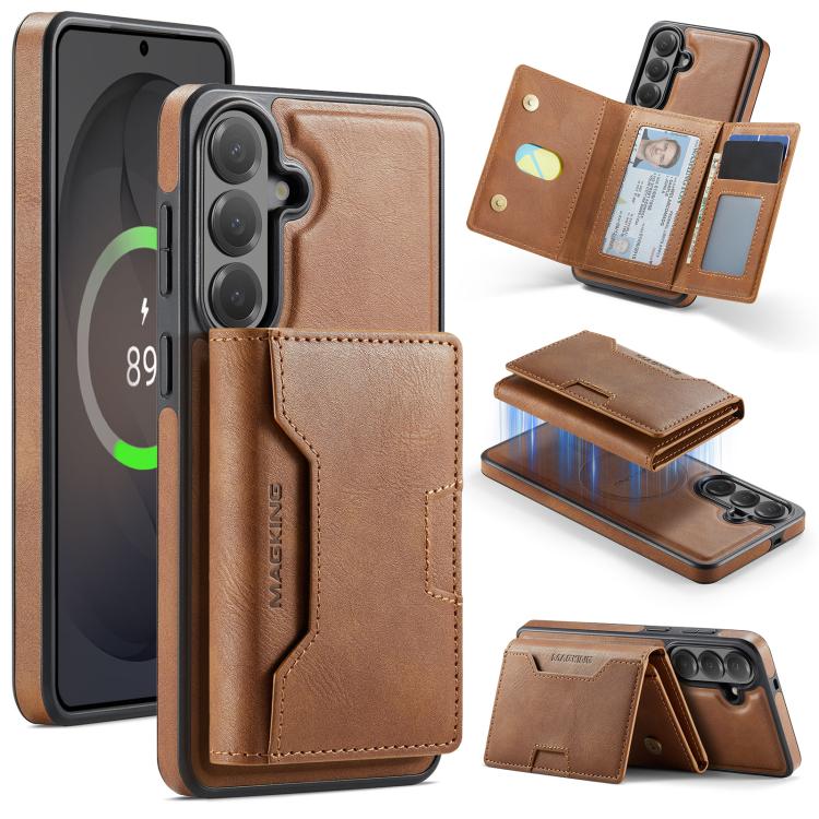 MAGKING K4 Series MagSafe RFID Tri-fold Card Bag Detachable Phone Case, For Samsung Galaxy S26+ 5G, For Samsung Galaxy S26 Ultra 5G, For Samsung Galaxy S26 5G, For Samsung Galaxy S25 FE 5G, For Samsung Galaxy S25 Edge 5G, For Samsung Galaxy S25 5G     ...