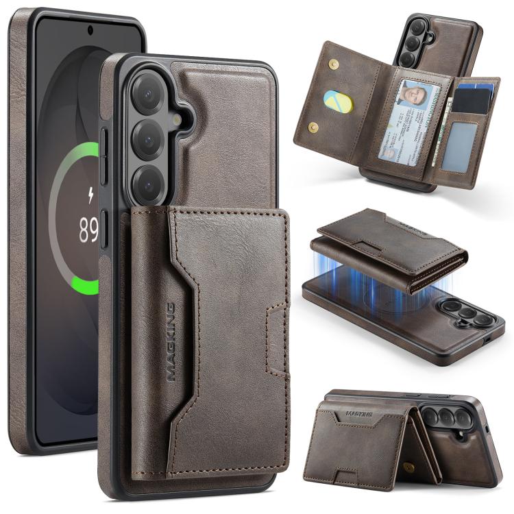 MAGKING K4 Series MagSafe RFID Tri-fold Card Bag Detachable Phone Case, For Samsung Galaxy S26+ 5G, For Samsung Galaxy S26 Ultra 5G, For Samsung Galaxy S26 5G, For Samsung Galaxy S25 FE 5G, For Samsung Galaxy S25 Edge 5G, For Samsung Galaxy S25 5G     ...