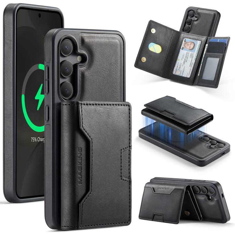 MAGKING K4 Series MagSafe RFID Tri-fold Card Bag Detachable Phone Case, For Galaxy S24 Ultra 5G, For Galaxy S24+ 5G, For Galaxy S24 5G