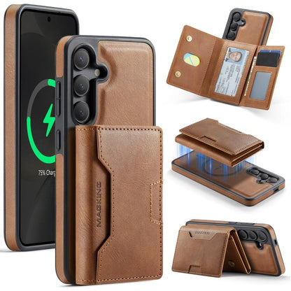MAGKING K4 Series MagSafe RFID Tri-fold Card Bag Detachable Phone Case, For Galaxy S24 Ultra 5G, For Galaxy S24+ 5G, For Galaxy S24 5G