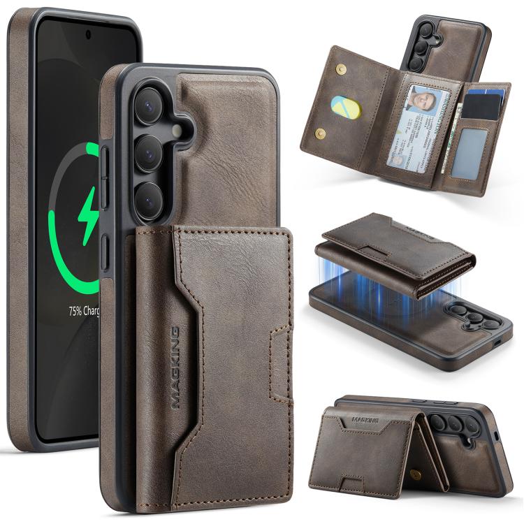 MAGKING K4 Series MagSafe RFID Tri-fold Card Bag Detachable Phone Case, For Galaxy S24 Ultra 5G, For Galaxy S24+ 5G, For Galaxy S24 5G