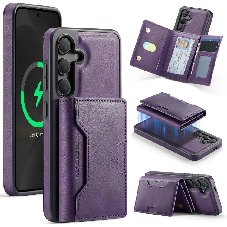 MAGKING K4 Series MagSafe RFID Tri-fold Card Bag Detachable Phone Case, For Galaxy S24 Ultra 5G, For Galaxy S24+ 5G, For Galaxy S24 5G