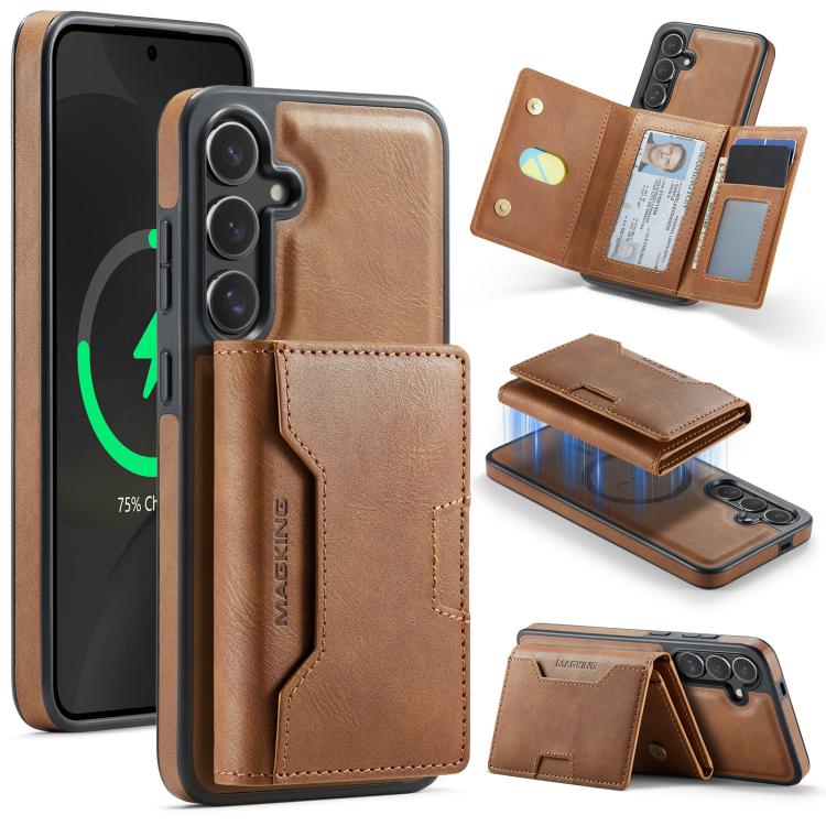 MAGKING K4 Series MagSafe RFID Tri-fold Card Bag Detachable Phone Case, For Galaxy S24 Ultra 5G, For Galaxy S24+ 5G, For Galaxy S24 5G