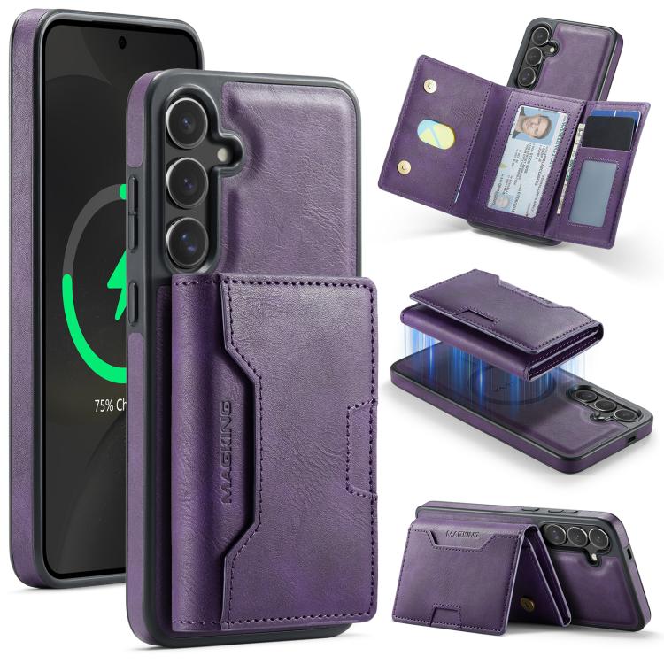 MAGKING K4 Series MagSafe RFID Tri-fold Card Bag Detachable Phone Case, For Galaxy S24 Ultra 5G, For Galaxy S24+ 5G, For Galaxy S24 5G
