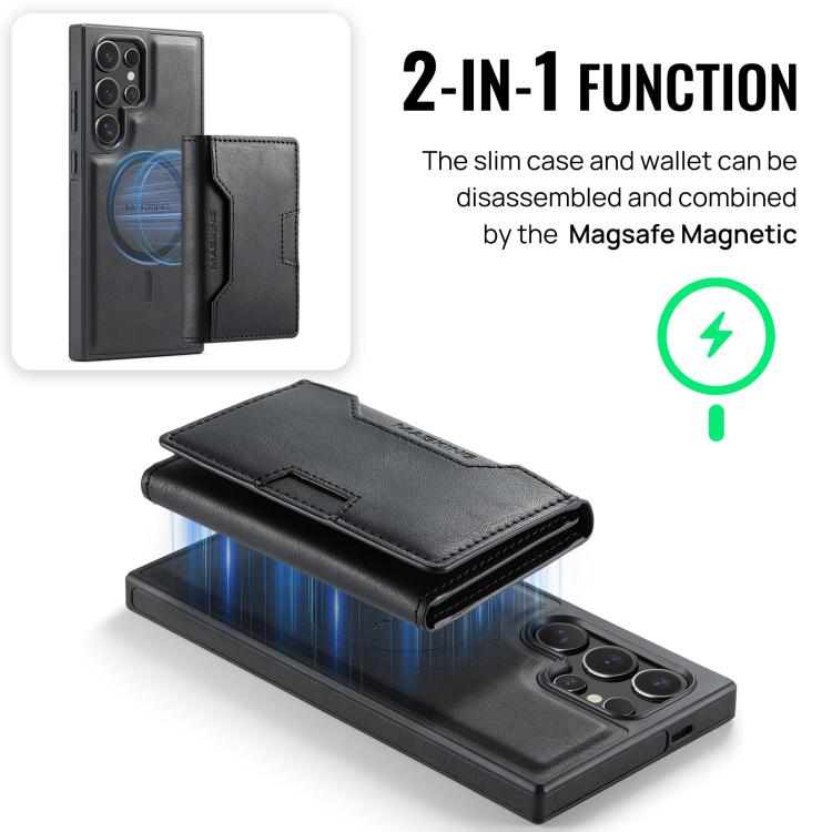 MAGKING K4 Series MagSafe RFID Tri-fold Card Bag Detachable Phone Case, For Galaxy S24 Ultra 5G, For Galaxy S24+ 5G, For Galaxy S24 5G