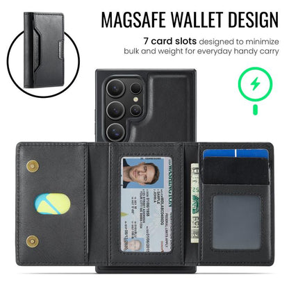 MAGKING K4 Series MagSafe RFID Tri-fold Card Bag Detachable Phone Case, For Galaxy S24 Ultra 5G, For Galaxy S24+ 5G, For Galaxy S24 5G