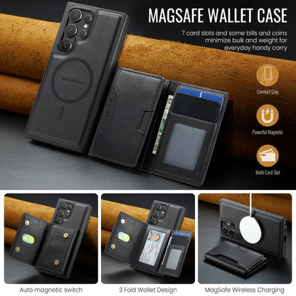 MAGKING K4 Series MagSafe RFID Tri-fold Card Bag Detachable Phone Case, For Galaxy S24 Ultra 5G, For Galaxy S24+ 5G, For Galaxy S24 5G