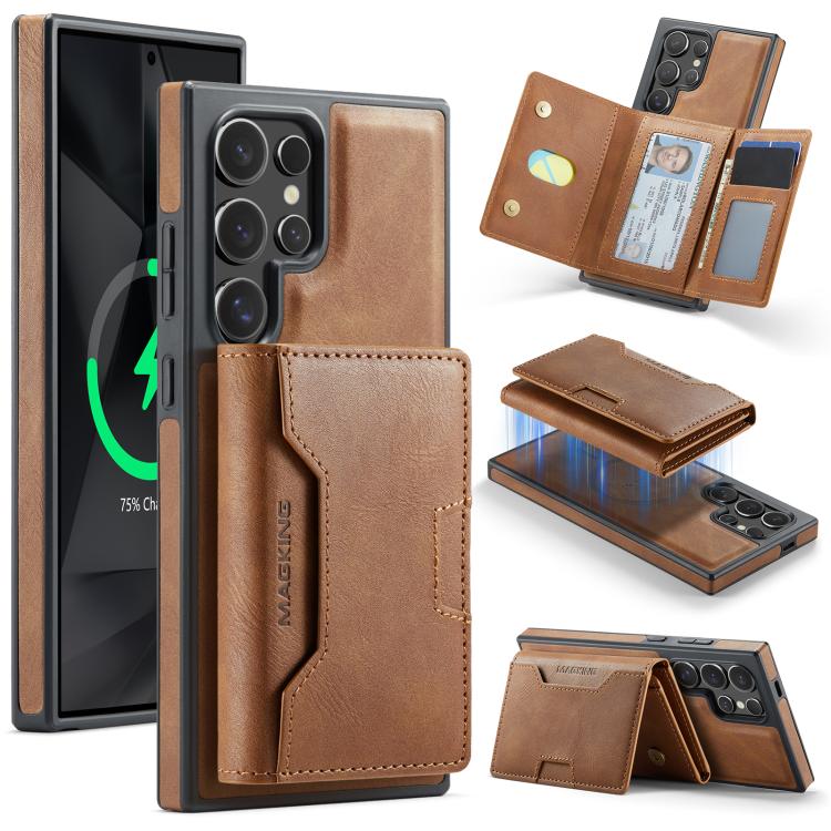MAGKING K4 Series MagSafe RFID Tri-fold Card Bag Detachable Phone Case, For Galaxy S24 Ultra 5G, For Galaxy S24+ 5G, For Galaxy S24 5G