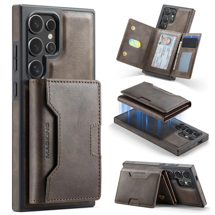 MAGKING K4 Series MagSafe RFID Tri-fold Card Bag Detachable Phone Case, For Galaxy S24 Ultra 5G, For Galaxy S24+ 5G, For Galaxy S24 5G
