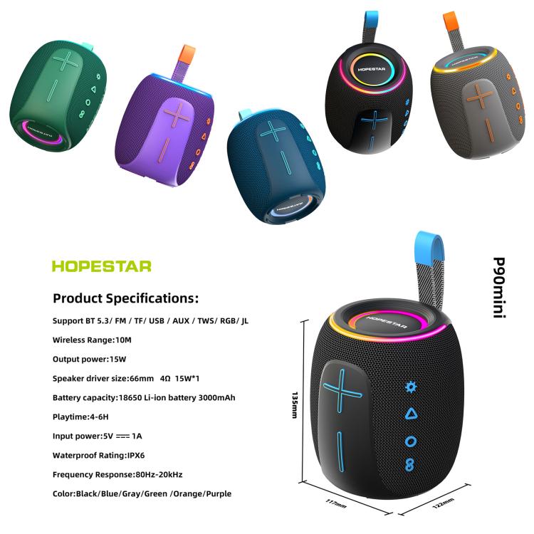 HOPESTAR P90 mini 15W Outdoor IPX6 Waterproof Mini Bluetooth Speaker