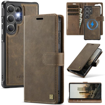 AutSpace A05 2 in 1 Retro Calf Texture MagSafe Magnetic Phone Case, For Samsung Galaxy S26+ 5G, For Samsung Galaxy S26 Ultra 5G, For Samsung Galaxy S26 5G, For Samsung Galaxy S25 FE 5G, For Samsung Galaxy S25 Edge 5G, For Samsung Galaxy S25 5G / S24 5G...