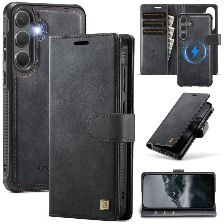 AutSpace A05 2 in 1 Retro Calf Texture MagSafe Magnetic Phone Case, For Samsung Galaxy S26+ 5G, For Samsung Galaxy S26 Ultra 5G, For Samsung Galaxy S26 5G, For Samsung Galaxy S25 FE 5G, For Samsung Galaxy S25 Edge 5G, For Samsung Galaxy S25 5G / S24 5G...