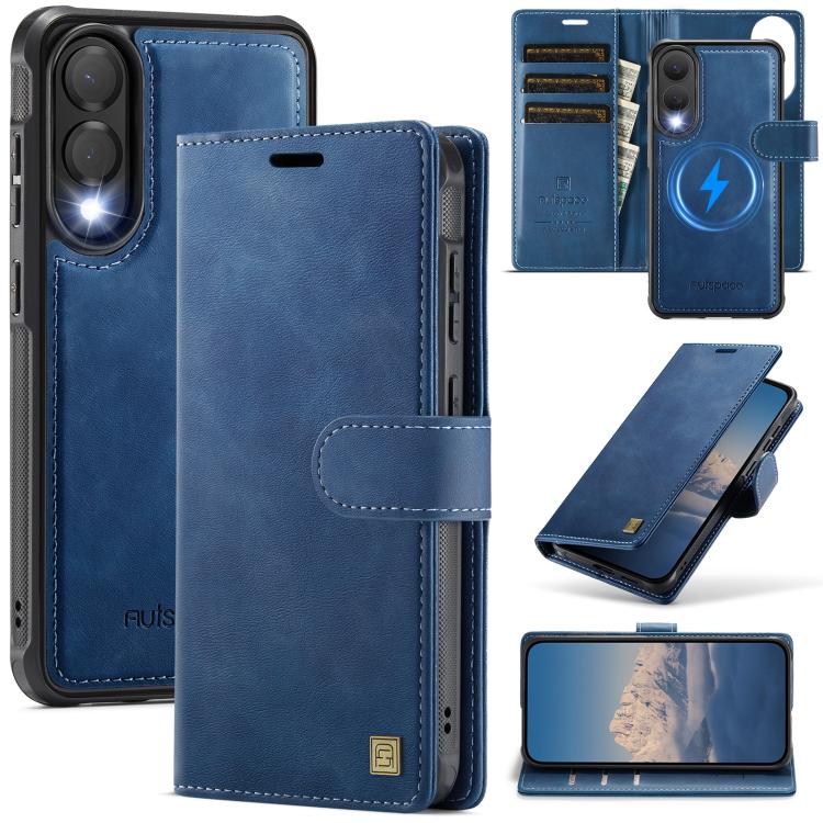AutSpace A05 2 in 1 Retro Calf Texture MagSafe Magnetic Phone Case, For Samsung Galaxy S26+ 5G, For Samsung Galaxy S26 Ultra 5G, For Samsung Galaxy S26 5G, For Samsung Galaxy S25 FE 5G, For Samsung Galaxy S25 Edge 5G, For Samsung Galaxy S25 5G / S24 5G...