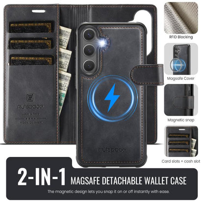 AutSpace A05 2 in 1 Retro Calf Texture MagSafe Magnetic Phone Case, For Samsung Galaxy S26+ 5G, For Samsung Galaxy S26 Ultra 5G, For Samsung Galaxy S26 5G, For Samsung Galaxy S25 FE 5G, For Samsung Galaxy S25 Edge 5G, For Samsung Galaxy S25 5G / S24 5G...