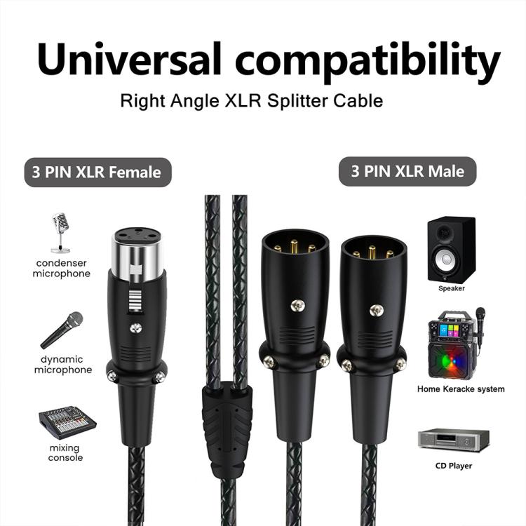 Y-type Balanced Microphone Splitter XLR Audio Cable, Length: 0.5m
