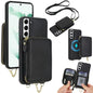 AwQuer 2 in 1 Crossbody Zipper Wallet Leather Back Phone Case, For Samsung Galaxy S22+ 5G, For Samsung Galaxy S22 5G