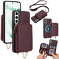 AwQuer 2 in 1 Crossbody Zipper Wallet Leather Back Phone Case, For Samsung Galaxy S22+ 5G, For Samsung Galaxy S22 5G