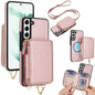 AwQuer 2 in 1 Crossbody Zipper Wallet Leather Back Phone Case, For Samsung Galaxy S22+ 5G, For Samsung Galaxy S22 5G